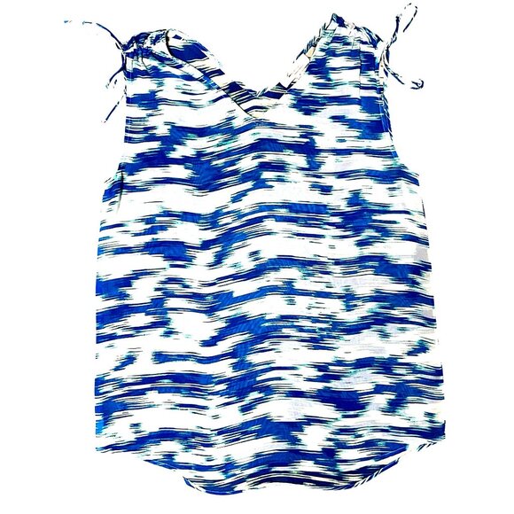 Vince Camuto Two by Small Blue White Abstract Print V Neck Sleeveless Tunic Top - Picture 7 of 7